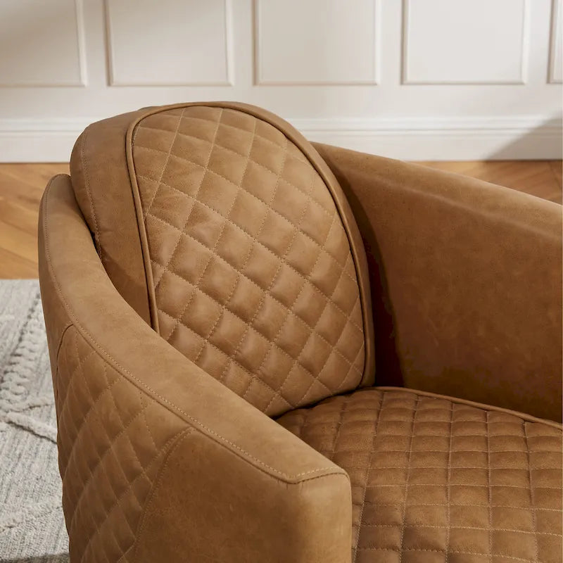 Fauteuil industriel rétro en cuir pleine fleur avec accents en aluminium