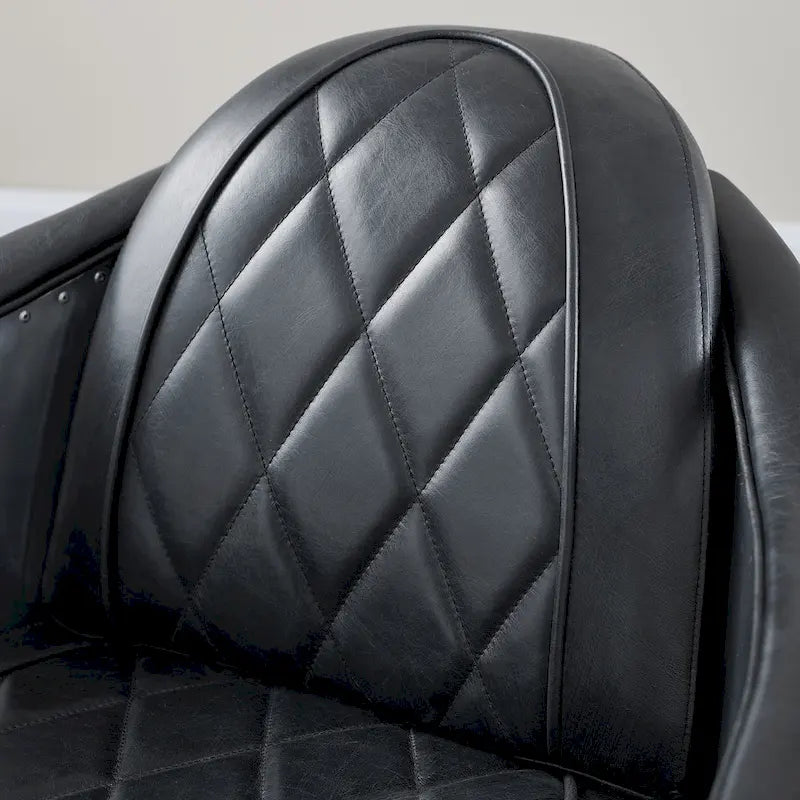 Fauteuil industriel rétro en cuir pleine fleur avec accents en aluminium