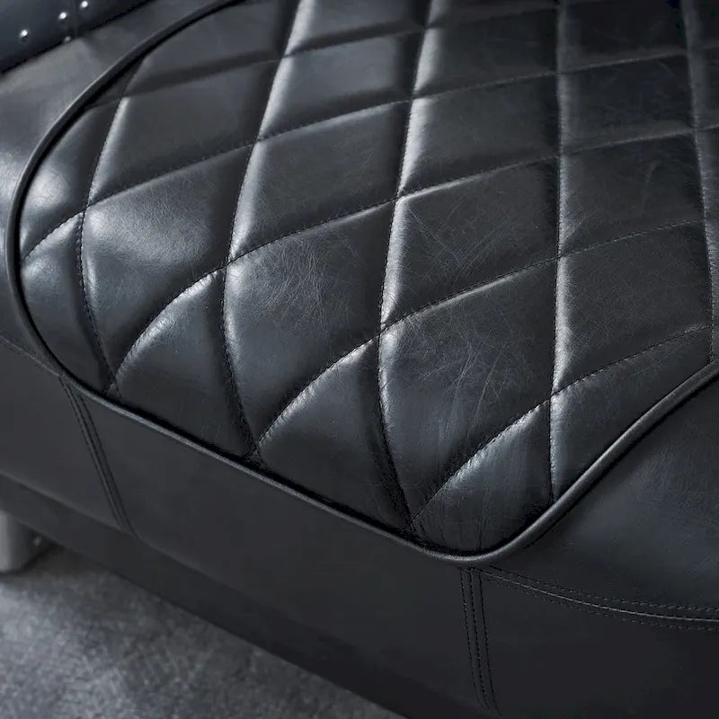 Fauteuil industriel rétro en cuir pleine fleur avec accents en aluminium