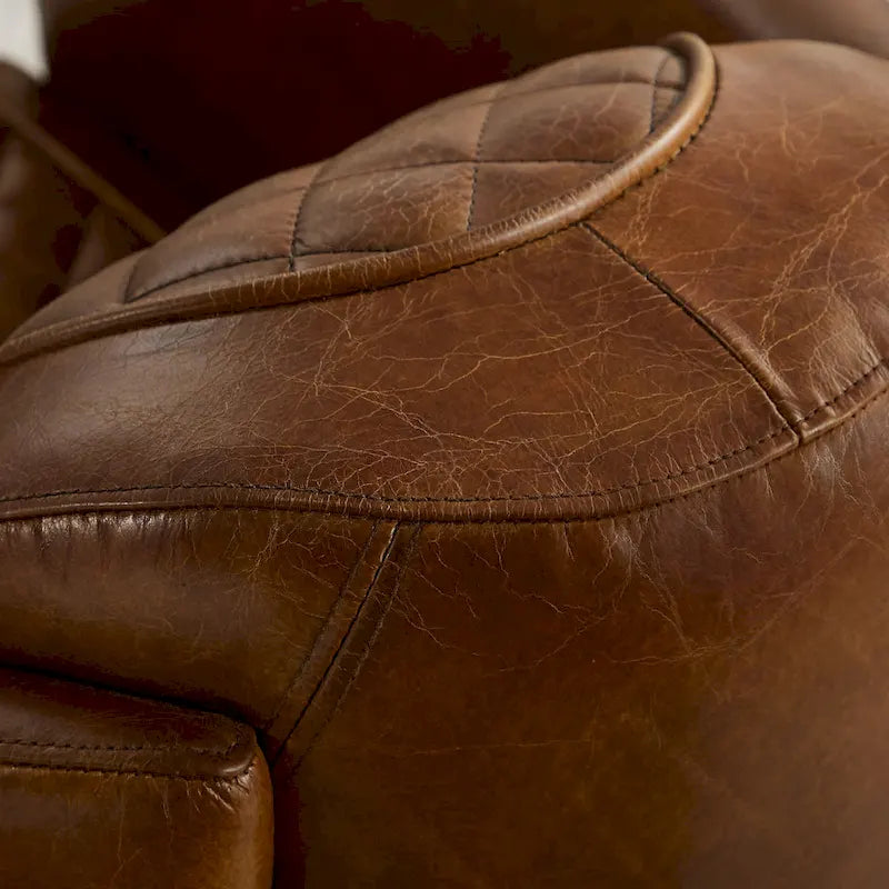 Fauteuil industriel rétro en cuir pleine fleur avec accents en aluminium