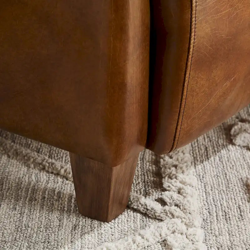 Fauteuil industriel rétro en cuir pleine fleur avec accents en aluminium