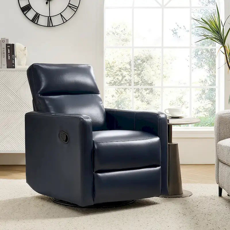 Fauteuil inclinable moderne en cuir véritable, pivotant et à bascule
