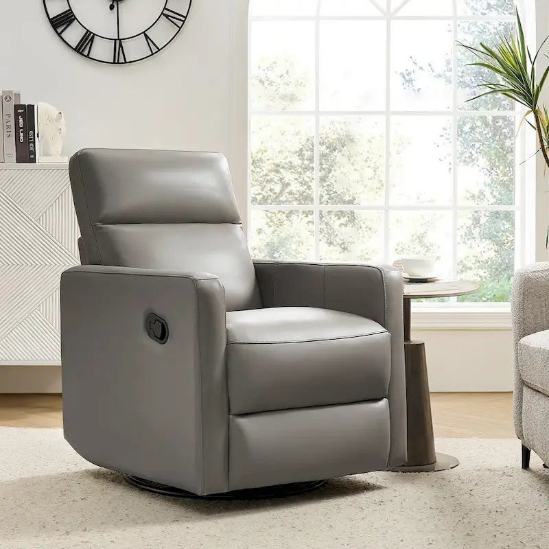 Fauteuil inclinable moderne en cuir véritable, pivotant et à bascule