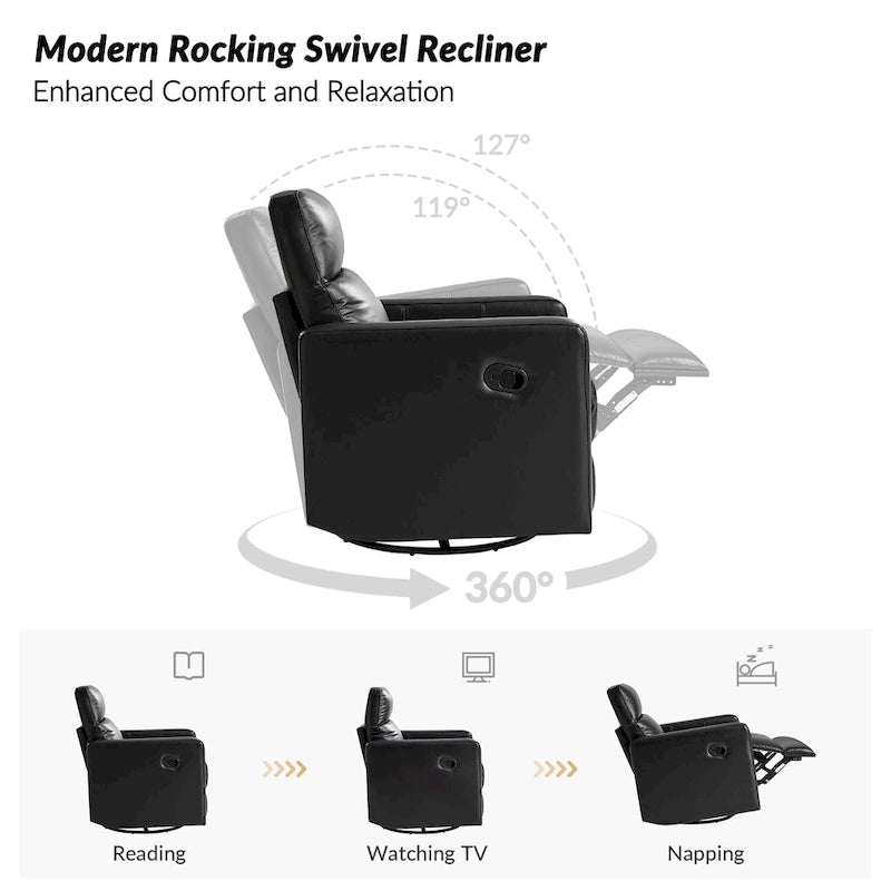 Fauteuil inclinable moderne en cuir véritable, pivotant et à bascule