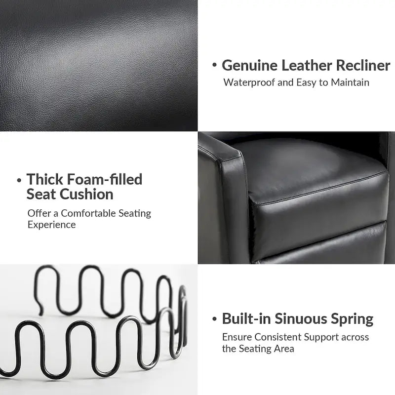 Fauteuil inclinable moderne en cuir véritable, pivotant et à bascule