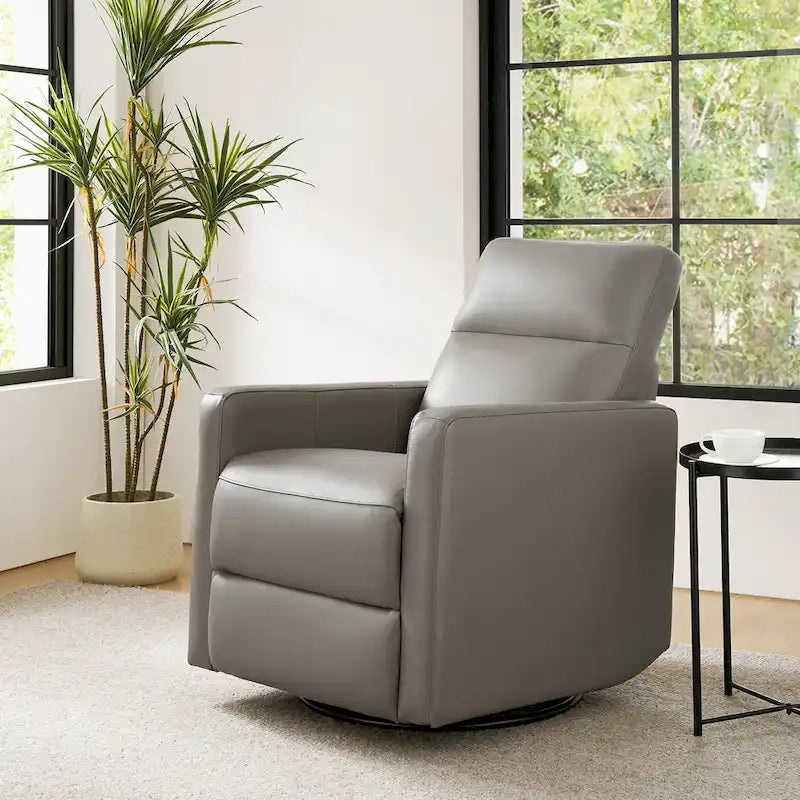 Fauteuil inclinable moderne en cuir véritable, pivotant et à bascule