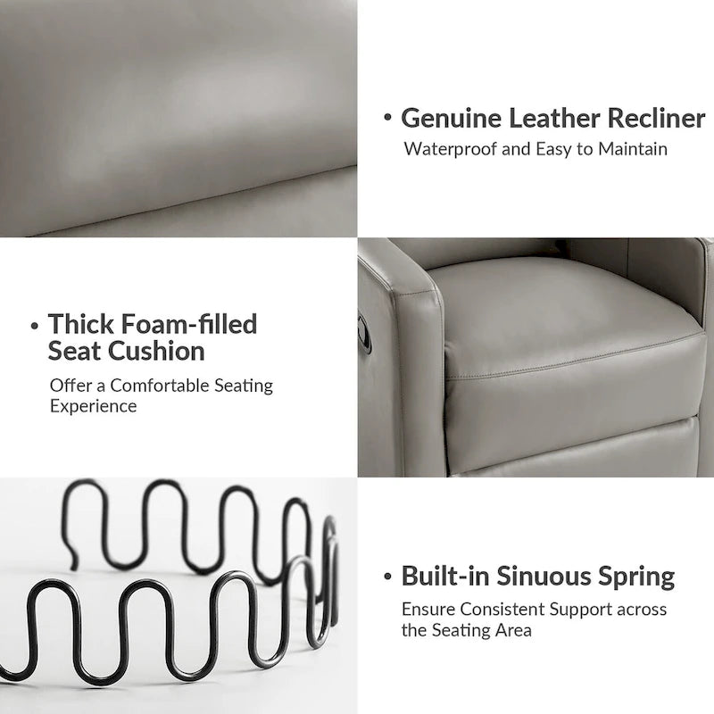 Fauteuil inclinable moderne en cuir véritable, pivotant et à bascule