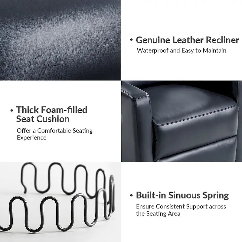 Fauteuil inclinable moderne en cuir véritable, pivotant et à bascule