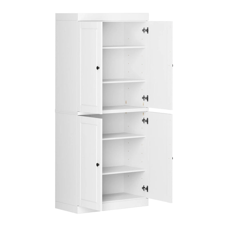Armoire de cuisine en bois massif avec portes vitrées ou pleines et étagères réglables