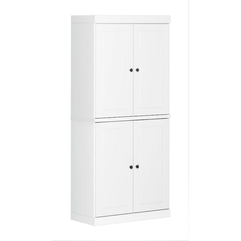 Armoire de cuisine en bois massif avec portes vitrées ou pleines et étagères réglables