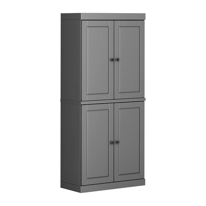 Armoire de cuisine en bois massif avec portes vitrées ou pleines et étagères réglables