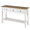 Console de table d'entrée en bois massif avec 3 tiroirs et poignées en métal