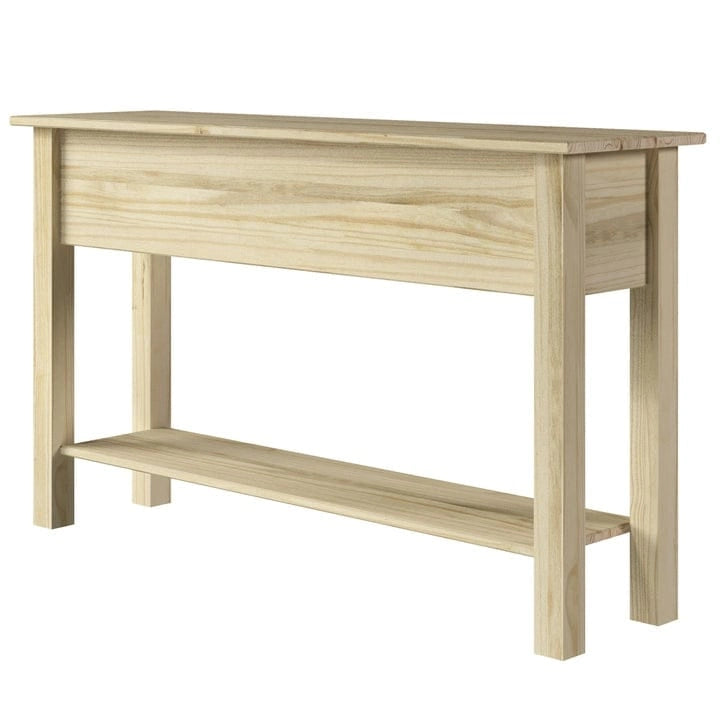 Console de table d'entrée en bois massif avec 3 tiroirs et poignées en métal
