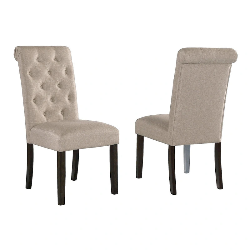 Chaise de salle à manger à dossier haut capitonné en bois massif, assise rembourrée, style rustique
