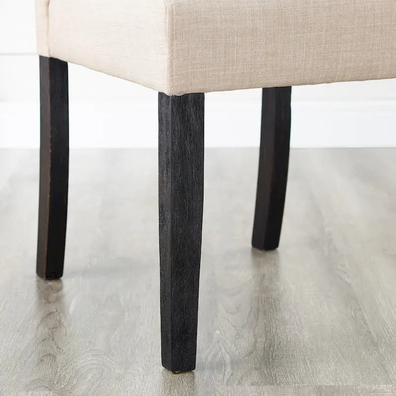 Chaise de salle à manger à dossier haut capitonné en bois massif, assise rembourrée, style rustique