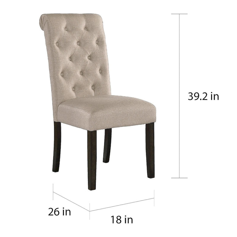 Chaise de salle à manger à dossier haut capitonné en bois massif, assise rembourrée, style rustique