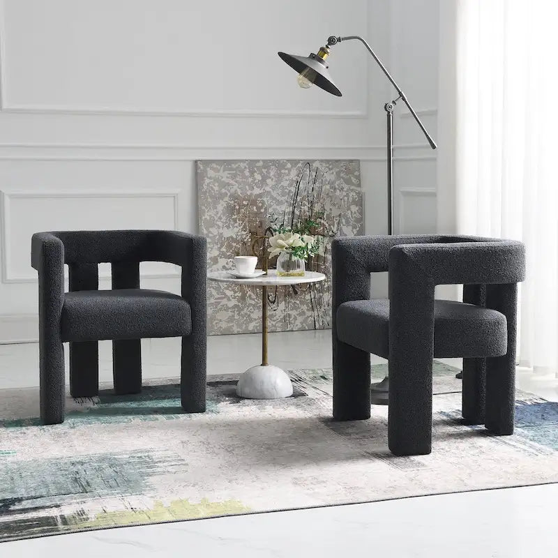 Fauteuil bouclé de 61 cm de large, fauteuil d'appoint moderne pour salon
