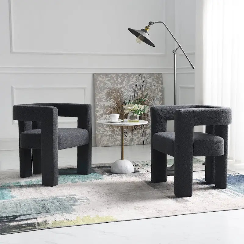 Fauteuil bouclé de 61 cm de large, fauteuil d'appoint moderne pour salon