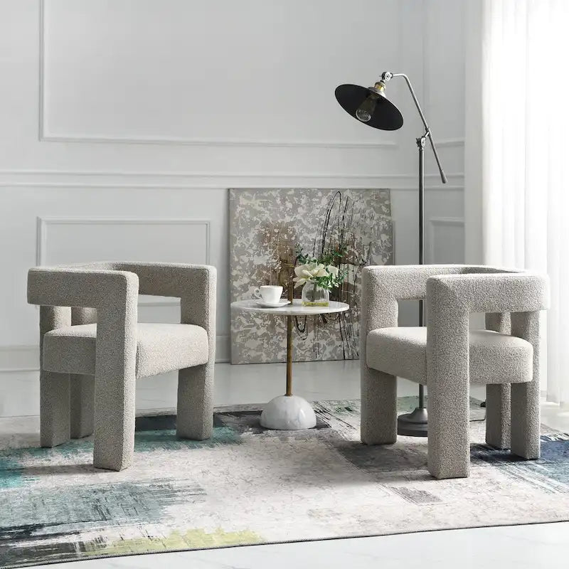 Fauteuil bouclé de 61 cm de large, fauteuil d'appoint moderne pour salon