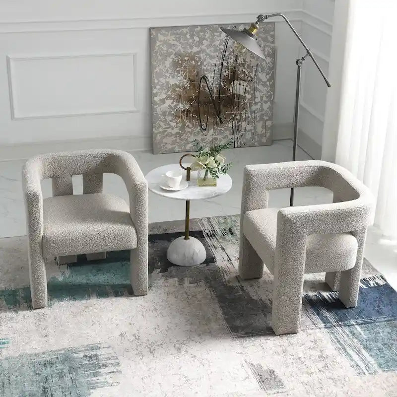 Fauteuil bouclé de 61 cm de large, fauteuil d'appoint moderne pour salon