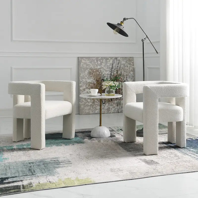 Fauteuil bouclé de 61 cm de large, fauteuil d'appoint moderne pour salon