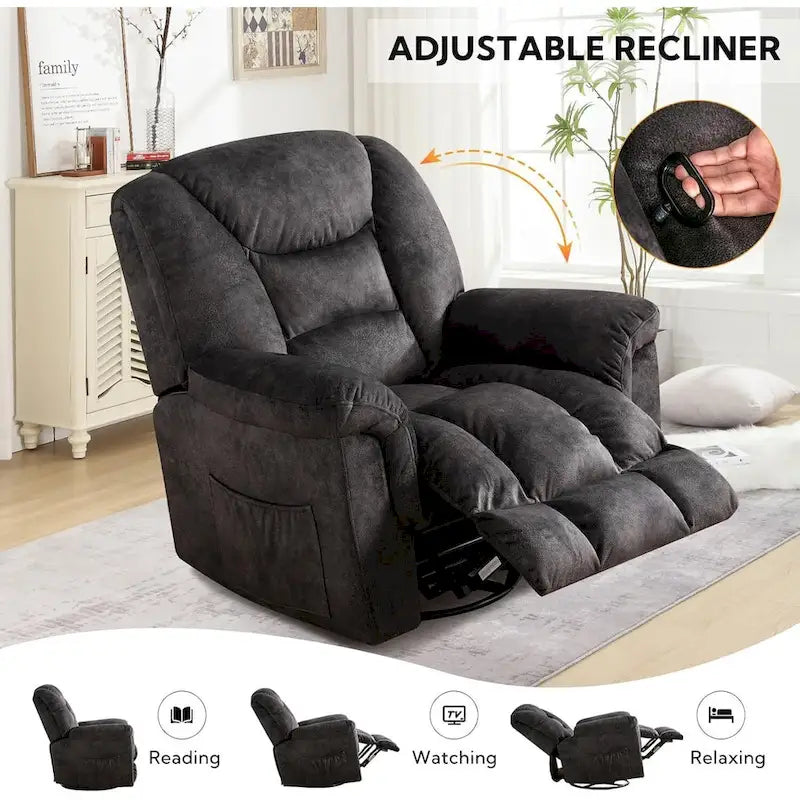 Fauteuil inclinable Rocker manuel surdimensionné Inclinable pivotant à 360° pour le salon