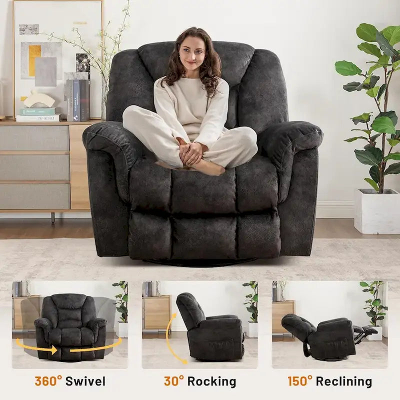 Fauteuil inclinable Rocker manuel surdimensionné Inclinable pivotant à 360° pour le salon