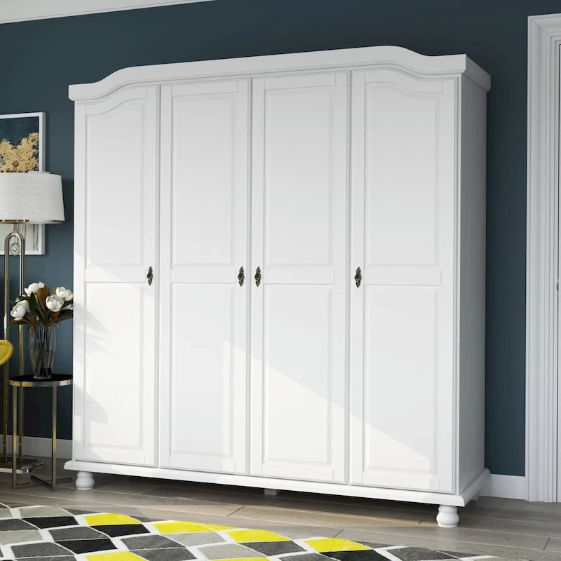 Garde-robe à 4 portes avec portes en bois massif ou portes miroir