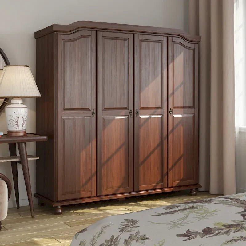 Garde-robe à 4 portes avec portes en bois massif ou portes miroir