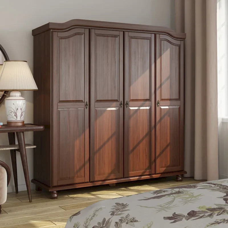 Garde-robe à 4 portes avec portes en bois massif ou portes miroir