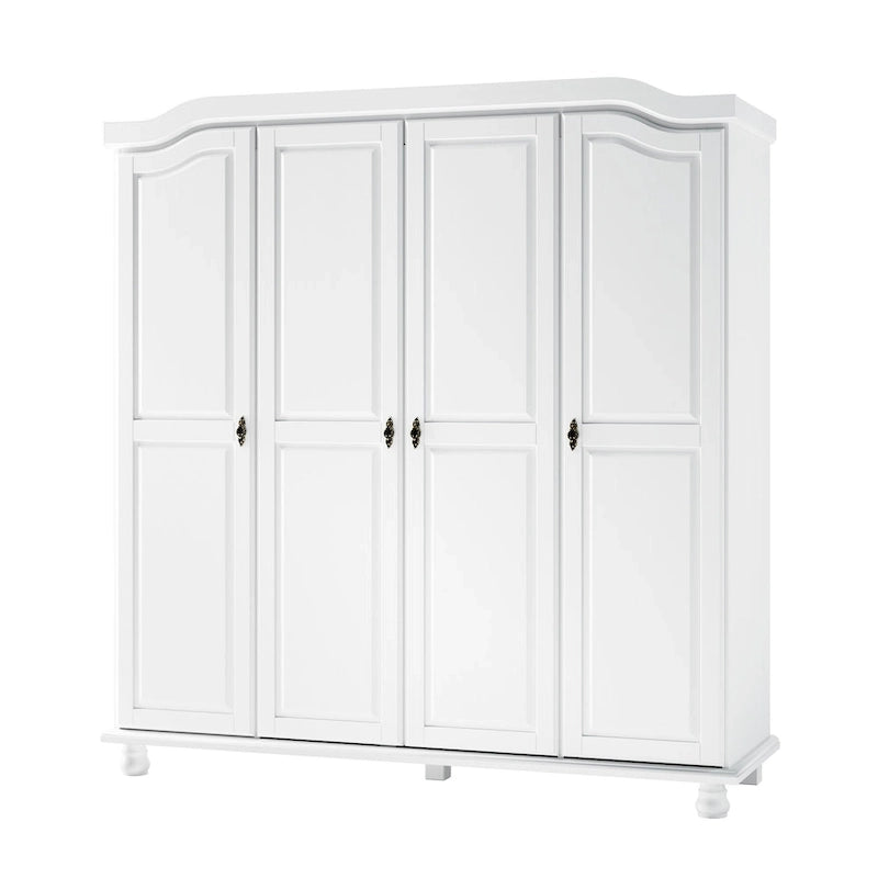 Garde-robe à 4 portes avec portes en bois massif ou portes miroir