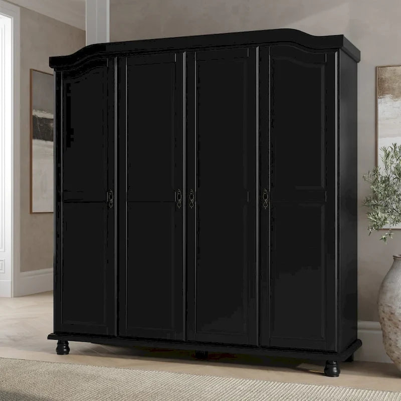 Garde-robe à 4 portes avec portes en bois massif ou portes miroir