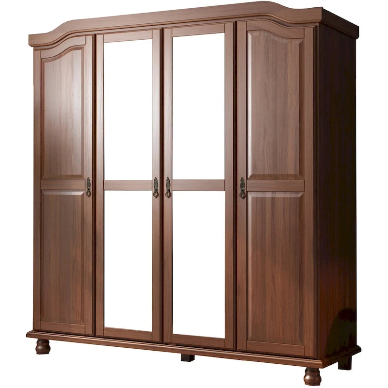 Garde-robe à 4 portes avec portes en bois massif ou portes miroir