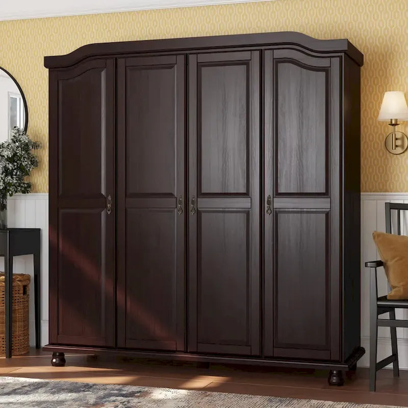 Garde-robe à 4 portes avec portes en bois massif ou portes miroir