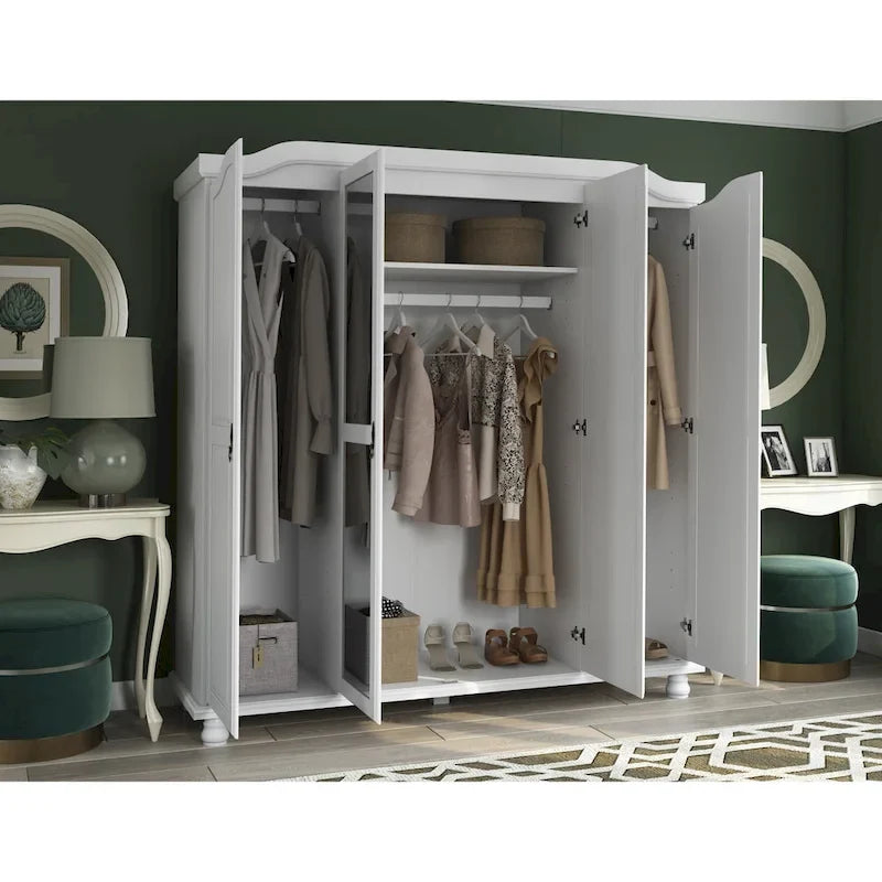 Garde-robe à 4 portes avec portes en bois massif ou portes miroir