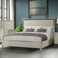 Roundhill Furniture Mantalia Solid Wood Bedroom Set with Metal Frame, Bed, Dresser, Mirror, 2 Nightstands, and Chest, Champagne