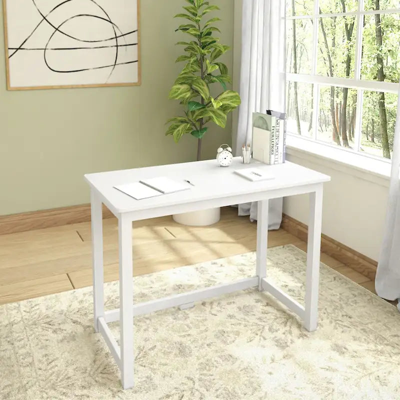 Bureau simple 100,3 cm pieds en bois massif pour bureau à domicile