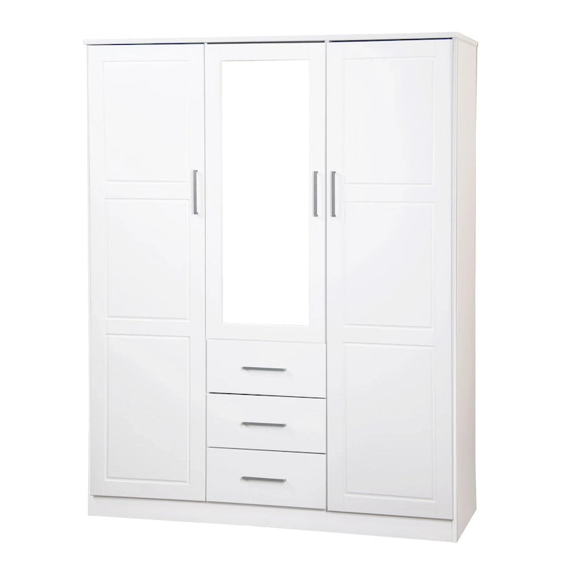 Armoire/Penderie 3 Portes 100 % Bois Massif avec Portes en Bois Massif ou Miroir