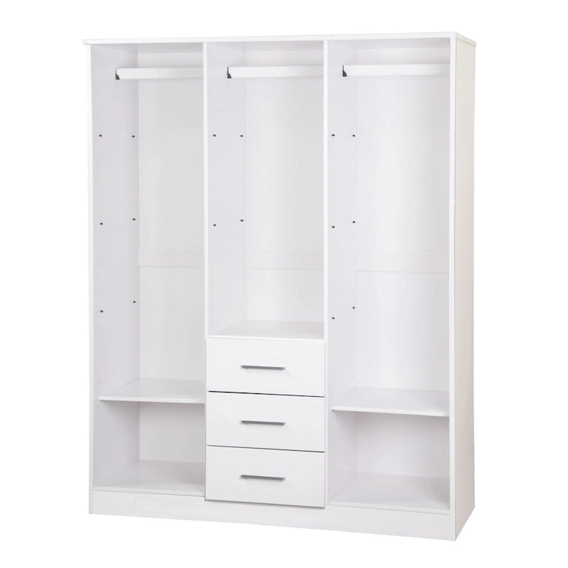 Armoire/Penderie 3 Portes 100 % Bois Massif avec Portes en Bois Massif ou Miroir