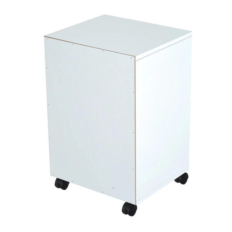 Chariot d'imprimante mobile à roulettes de 24 po avec tiroir, armoire et roulettes, blanc