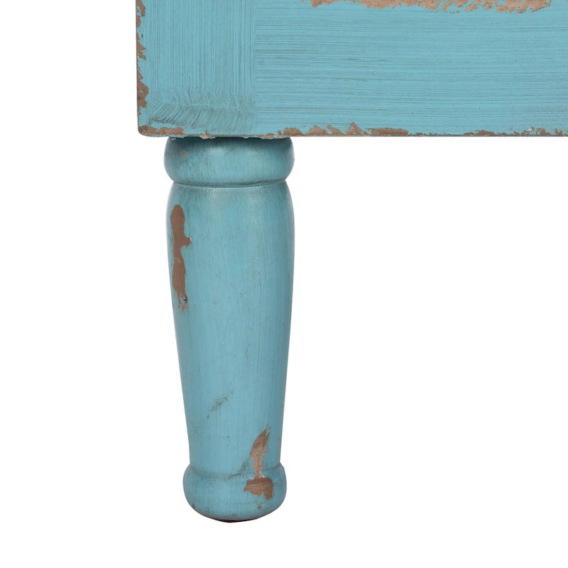 Commode de rangement à 3 tiroirs bleu vieilli