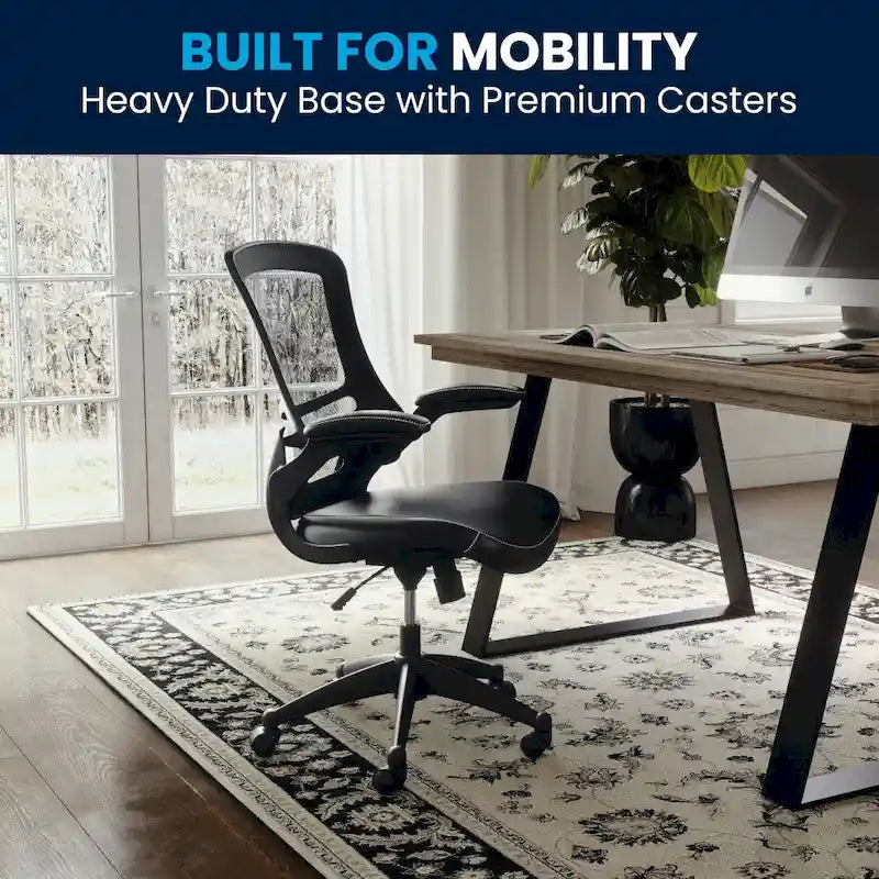 Chaise de bureau ergonomique pivotante en maille à dossier mi-haut avec accoudoirs relevables