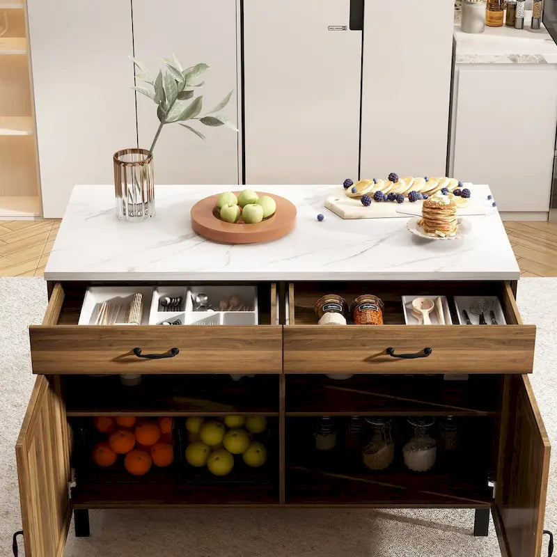 Meuble de rangement polyvalent avec tiroirs et portes, desserte de cuisine/buffet