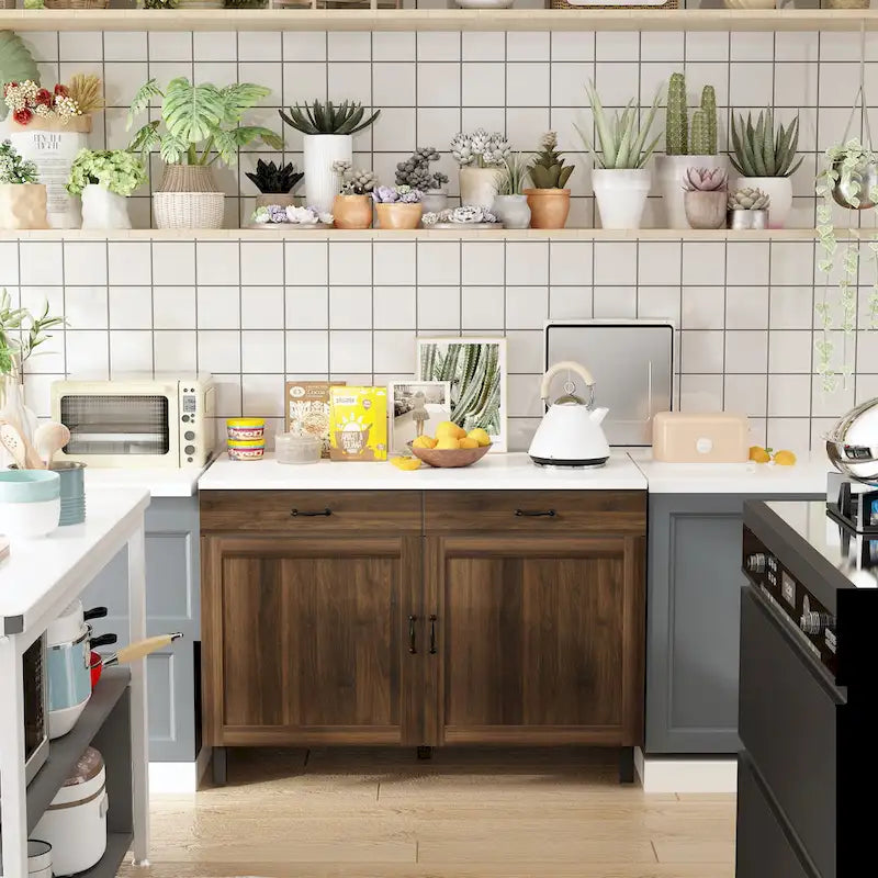 Meuble de rangement polyvalent avec tiroirs et portes, desserte de cuisine/buffet
