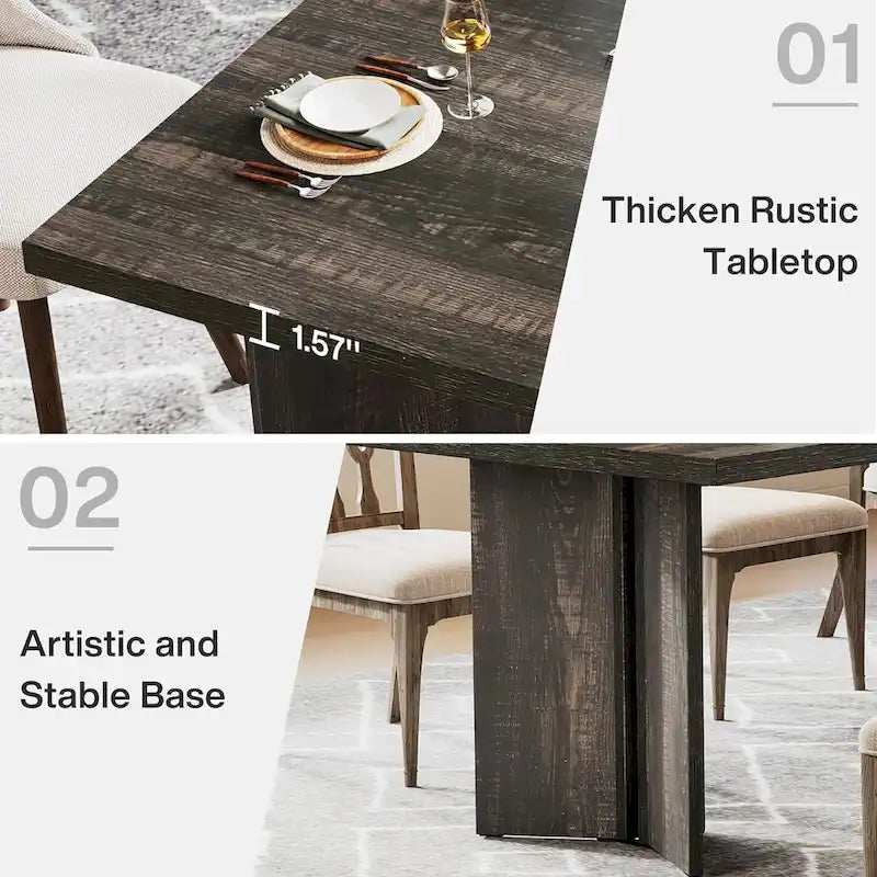 Table de salle à manger de cuisine de 160 cm de long pour salle à manger