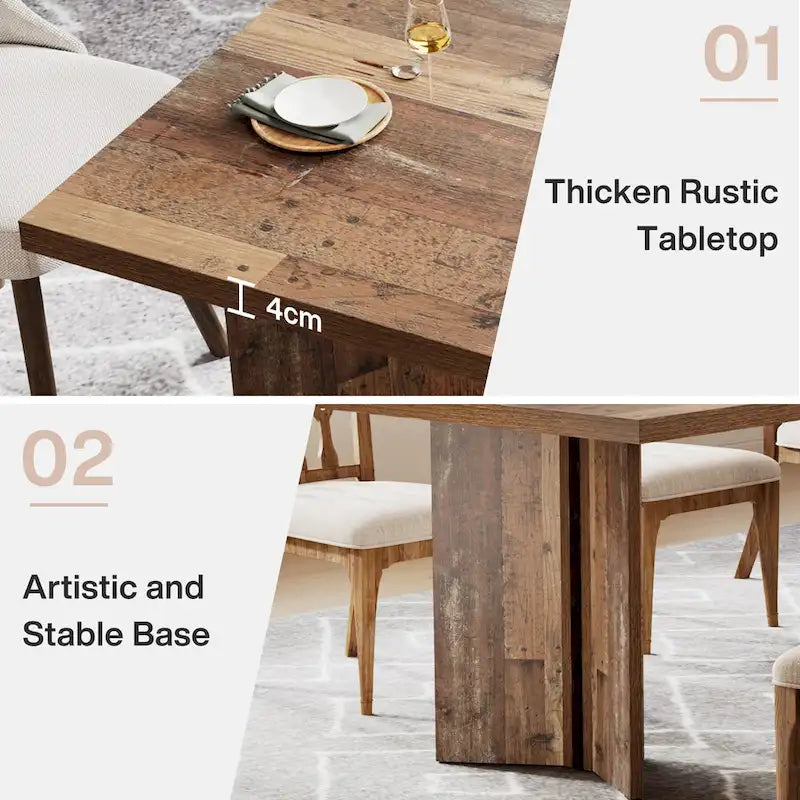Table de salle à manger de cuisine de 160 cm de long pour salle à manger