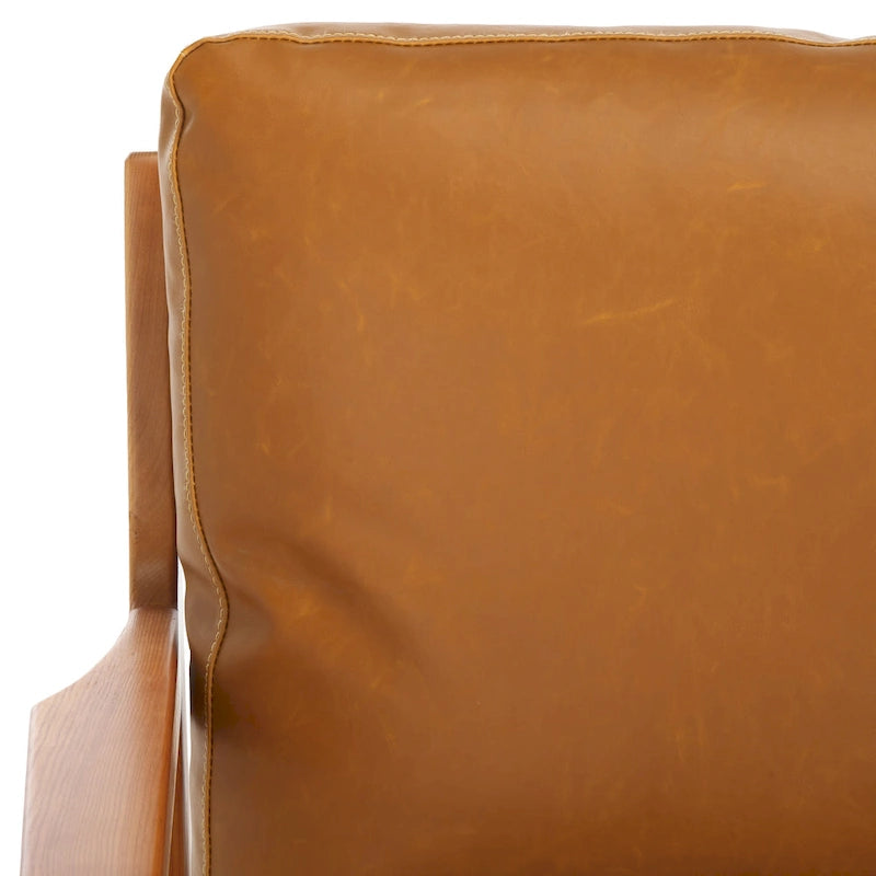 Fauteuil d'appoint en bois massif avec coussin entièrement assemblé Caramel Naturel