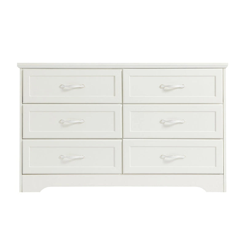 Commode à 6 tiroirs avec poignées en métal pour chambre à coucher