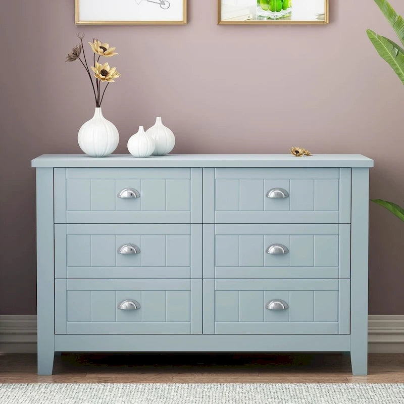 Commode en bois avec plusieurs tiroirs Cadre en bouleau Poignées coquille rétro