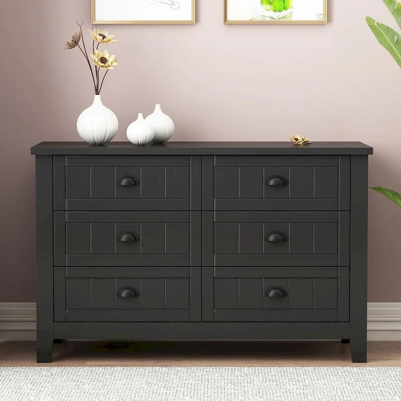 Commode en bois avec plusieurs tiroirs Cadre en bouleau Poignées coquille rétro